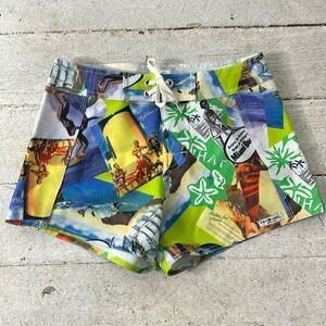 Vintage T&C Surf Hawaiian Made Photographic Print Board Short
